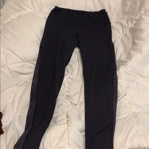Navy leggings with mesh leg